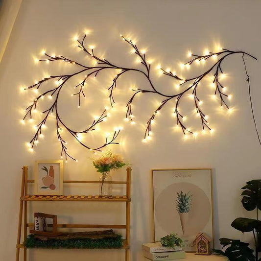 LED Branch Vine Fairy Lights – Bendable Wall Decor, Warm White DIY Tree Light