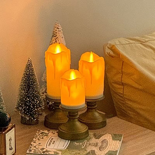 Flameless LED Pillar Candle with Holder – Battery-Operated, Warm Flickering Flame | Zichenglight