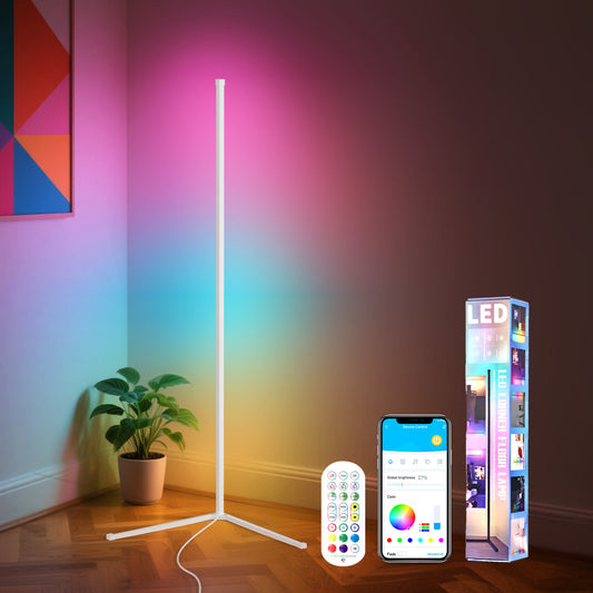RGBIC Corner Floor Lamp – Smart App & Remote Control, 16M Color LED Ambient Light (USB 5V)
