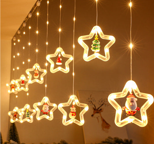 Christmas LED Star Curtain Lights – Indoor Window Decoration, Fairy Ambience String Lights for Room, Home & Events