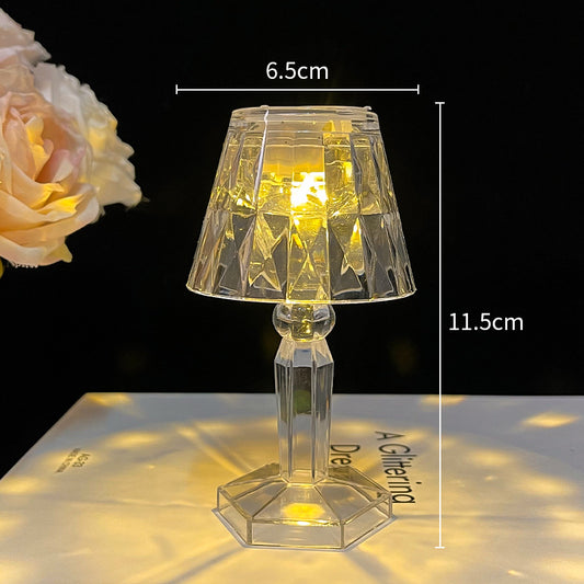 Battery-Operated Crystal LED Table Lamp, Acrylic – One-Button Switch, Warm White, Cordless | Zichenglight