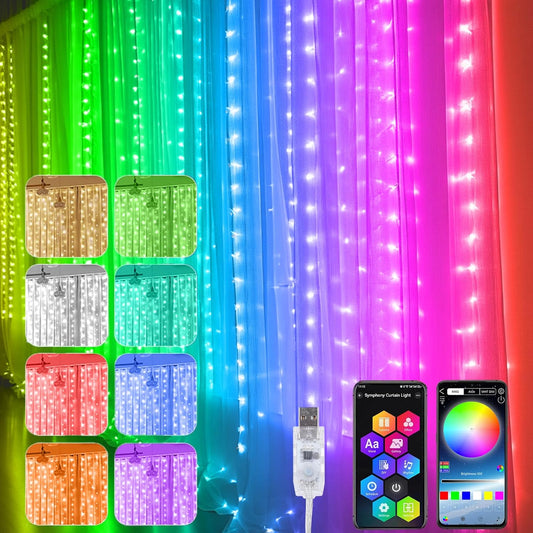 RGB IC Smart Curtain String Lights – Dynamic Neon Fairy Lights with App & Music Sync | Wholesale Available