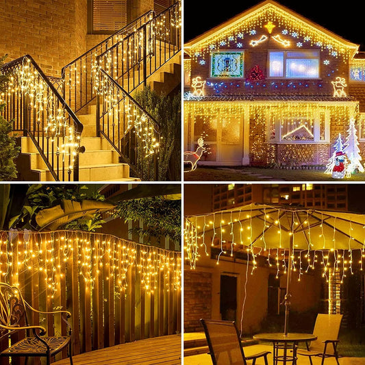 Outdoor Curtain Fairy Lights – Waterproof LED Lights with 8 Modes for Party, Wedding & Holiday Decor
