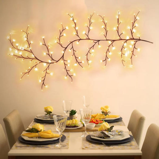 LED Branch Vine Fairy Lights – Bendable Wall Decor, Warm White DIY Tree Light