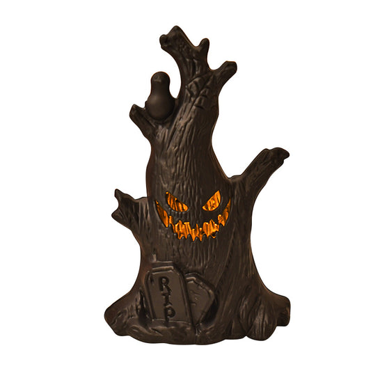 LED Halloween Haunted Tree Light – Tabletop Spooky Tree Decoration, Battery-Operated Warm Orange Glow