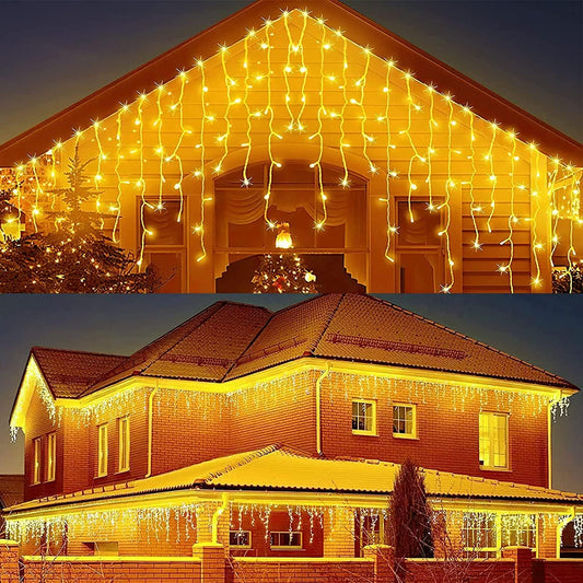 Outdoor Curtain Fairy Lights – Waterproof LED Lights with 8 Modes for Party, Wedding & Holiday Decor